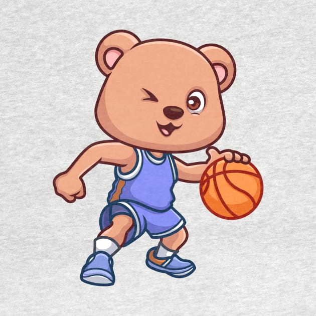 Basketball Bear Cute Cartoon by GumregaStd